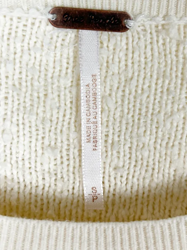 Free People Boucle Found My Friend ivory cream cotton oversized sweater size S - Image 10