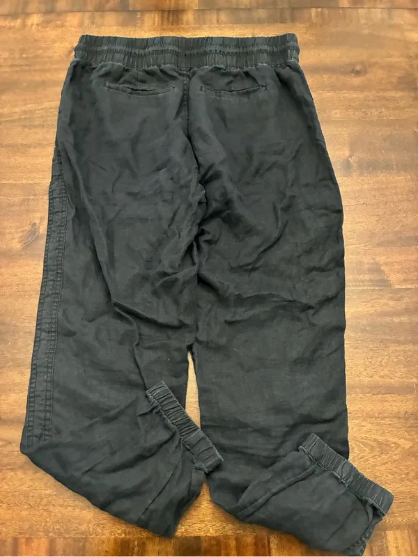 Athleta Cabo Linen Jogger Pants Women’s 8 Black Pockets Drawstring Joggers - Image 2