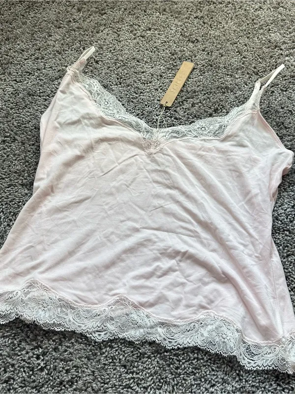 SKIMS Barely Pink Lace-Trim Camisole Tank - Image 2