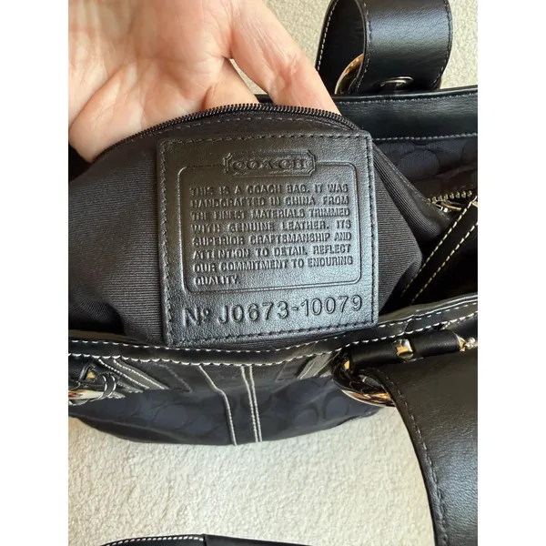 Coach Soho Tote Bag Women's Black Canvas Casual Signature Monogram Multi Pocket - Image 9
