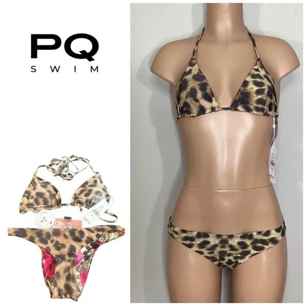 New. PILYQ jungle print bikini. Small. Retails $149 - Image 2