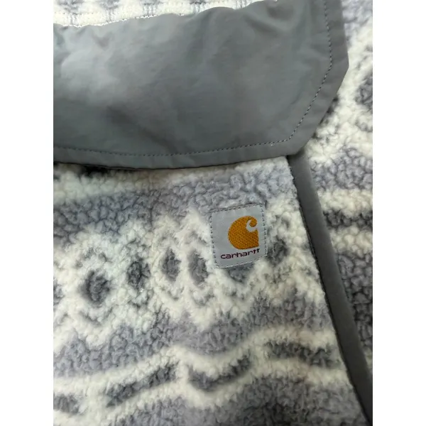 Carhartt 0J4991 Relaxed Fit Fleece Grey Aztec Quarter Snap Pullover Large 10-12 - Image 6
