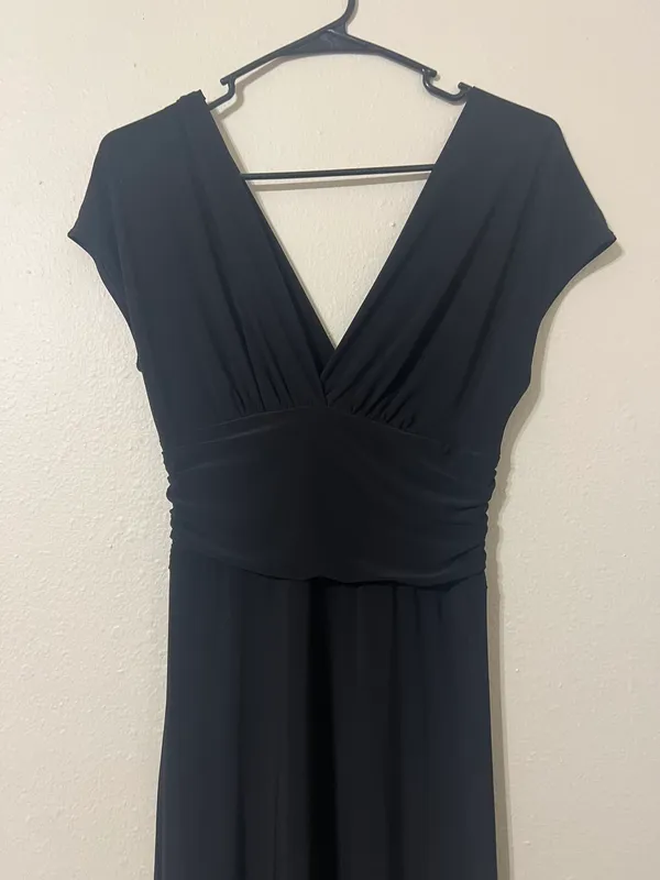 Flattering Long Black Dress Size M - Image 5