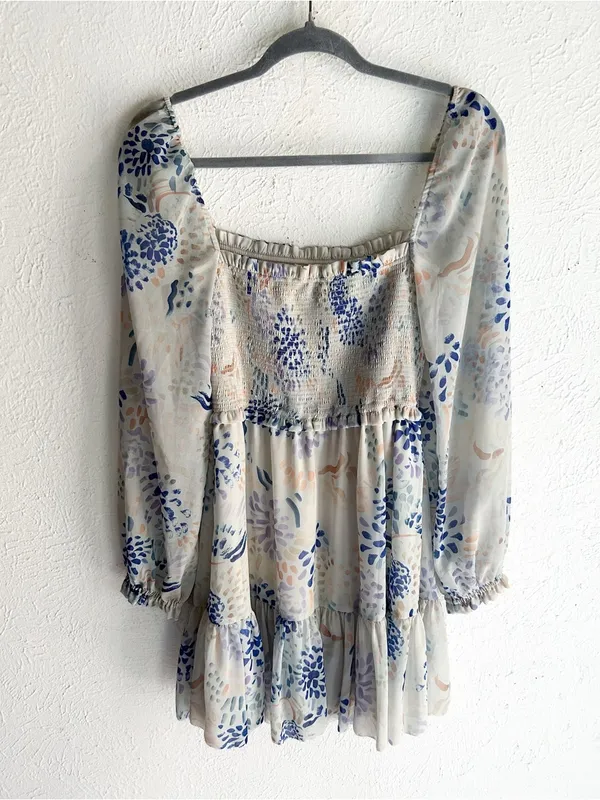 Aritzia Wilfred Floral Smocked Mini Dress Size Small Romantic Rush - Image 5