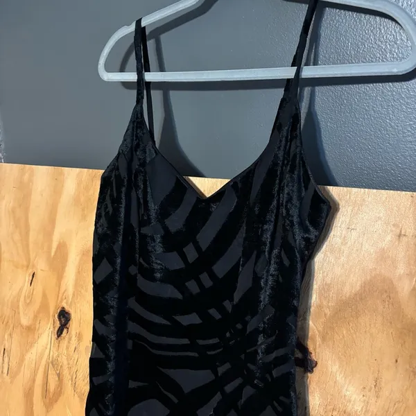 Vintage 90s Dave & Johnny Formal Velvet Black Maxi Dress Sz 8 - Image 2