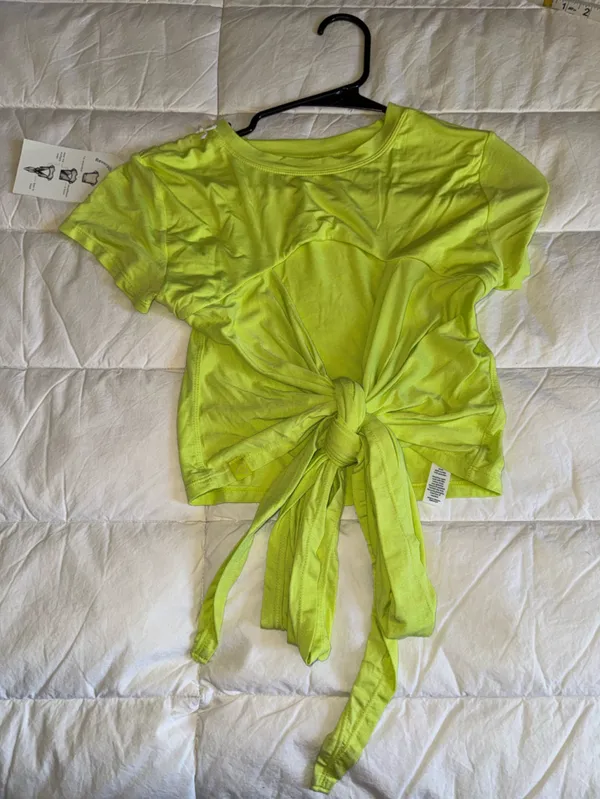 Neon Lime Tie-Back Crop Top - Women - Image 2