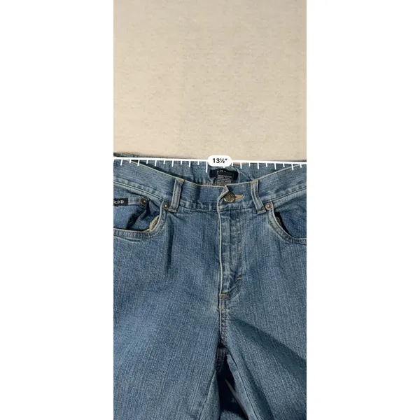 IZOD Womens Straight Leg Jeans Medium Wash Blue Size 2 32 Inseam Stretch Denim - Image 5