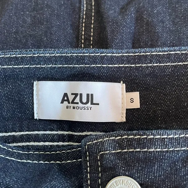 Azul By Moussy Japanese Brand Dark Denim Midi Skirt Front Slit Size Small - Image 3