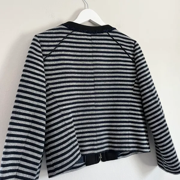 J. Crew Factory Suiting Wool Striped Tweed Full Zip Jacket Blue Women’s Size 4 - Image 6
