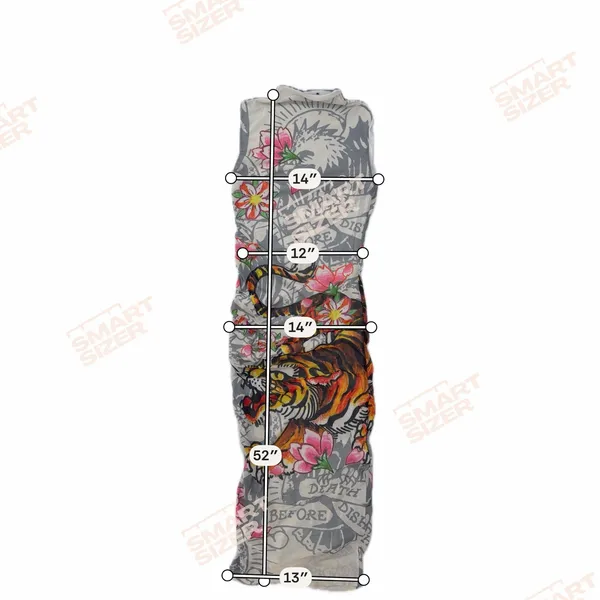 Ed Hardy Tattoo Tiger Mesh Maxi Dress Y2K Grunge Cyber Mock Neck Bodycon Size S - Image 9