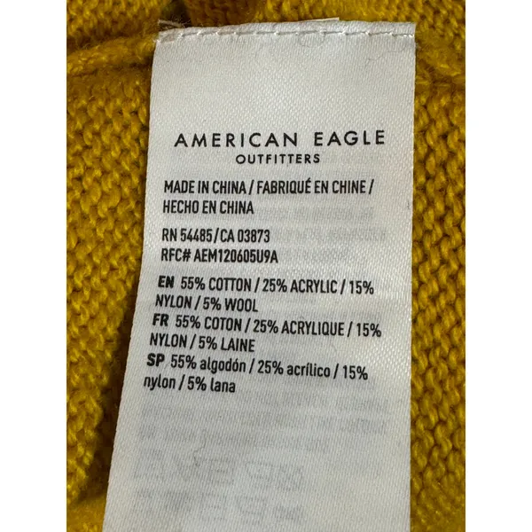 American Eagle Sweater Mustard Striped Wool Blend Medium Soft Knit - Image 6