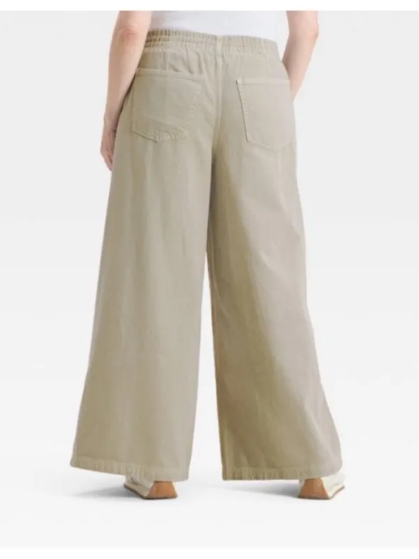 NWT 100% Cotton A New Day Sage Green Wide Leg Pants Size M - Image 2