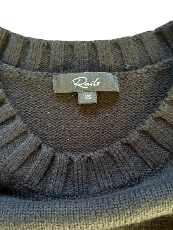 Rails Perci Jagged Tiger Sweater Cotton Cashmere Womens Size XS Black - Image 4