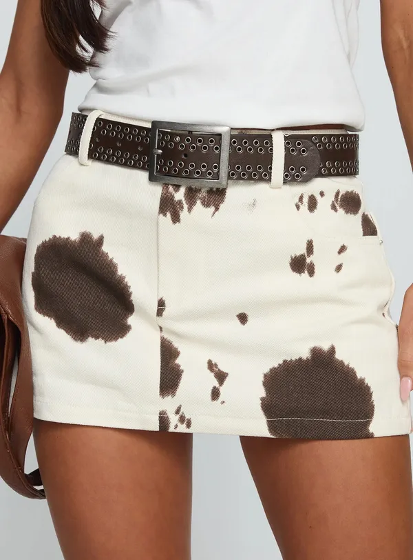 Princess Polly Maxa denim cow print mini skirt - Image 2
