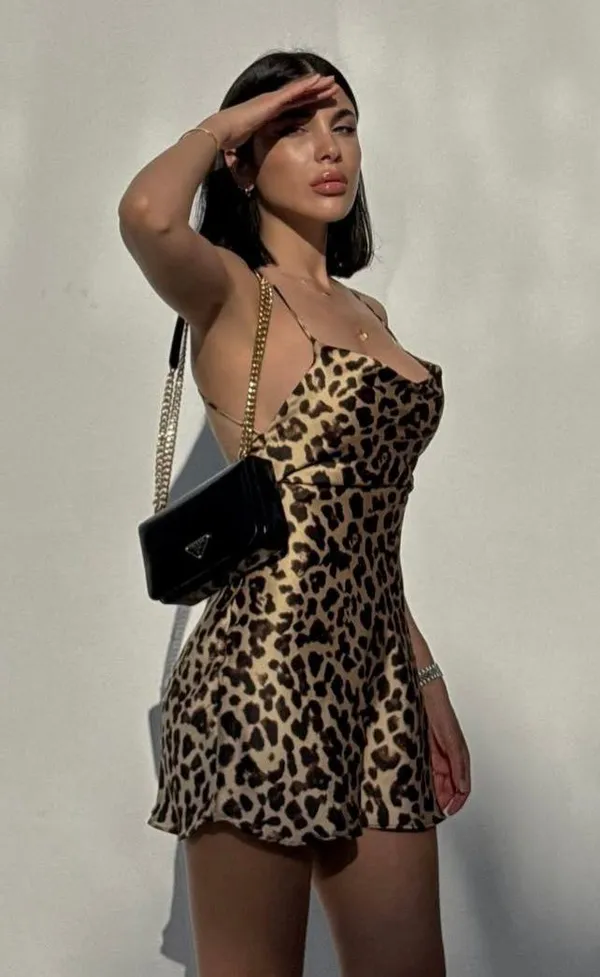 ZARA mini dress cheetah animal print open back evening wedding cocktail party - Image 4