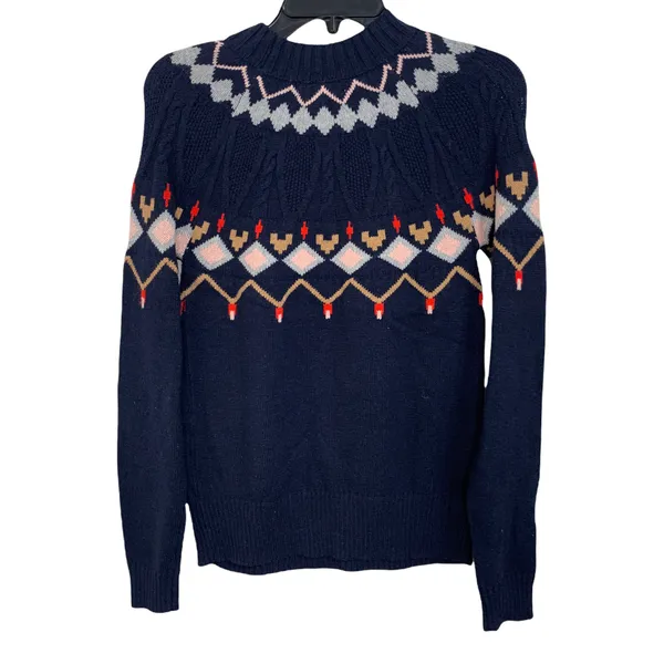 1901 navy point fairisle crew neck sweater size S NWT $69‎ - Image 3