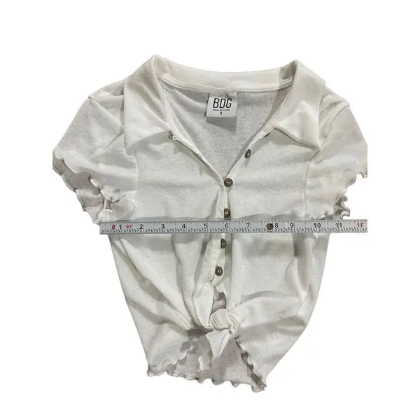 BDG Urban Outfitters Womens White‎ sheer Tie Button Up Shirt small - Image 8