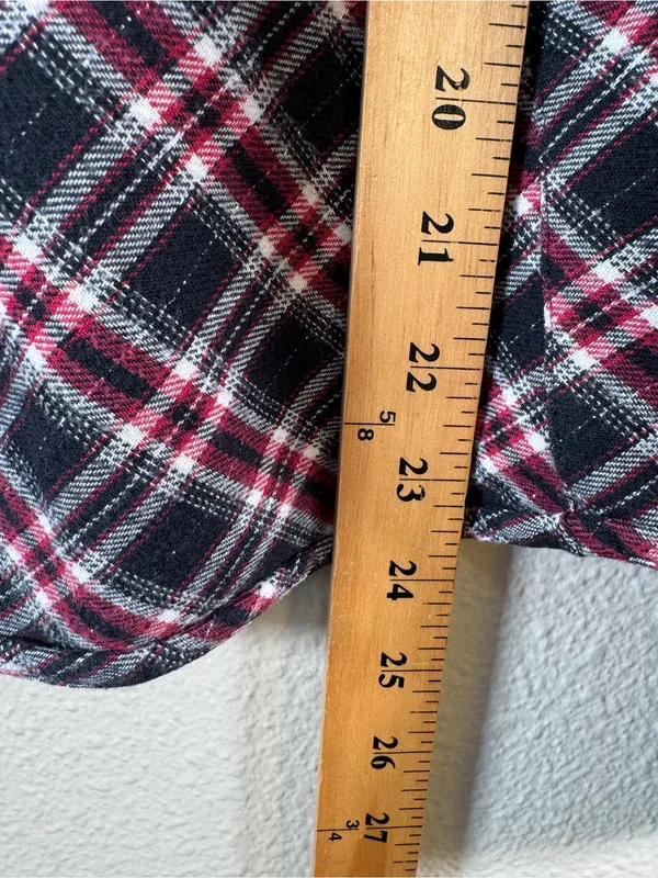 Harley Davidson Red Black Plaid Button Down Shirt Womens L Embroidered Flannel - Image 3