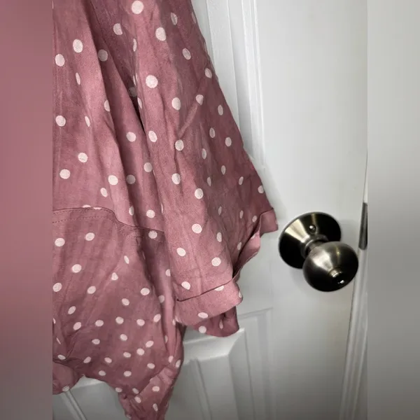 Fate Pink Ombre Polka Dot Tie Front Button Down Blouse Size M - Image 4
