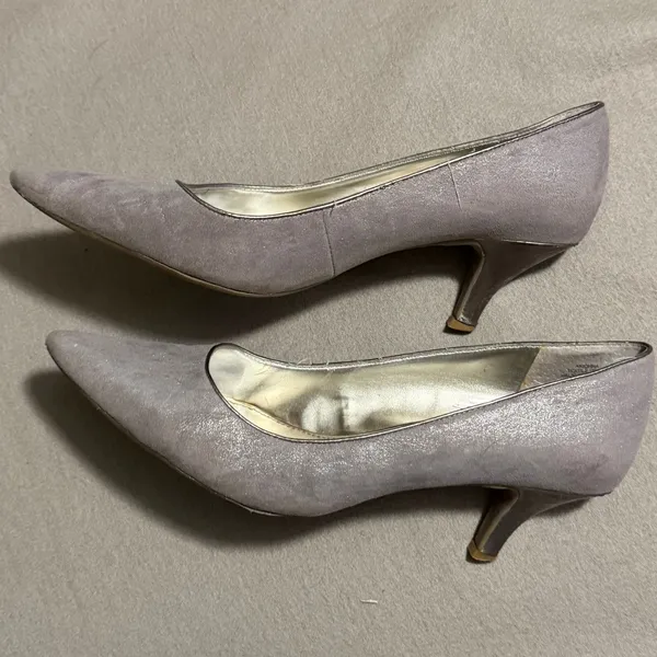 Anne Klein iFlex Akionna Pewter Metallic Pointed Toe Kitten Heel Pumps 8.5M - Image 3