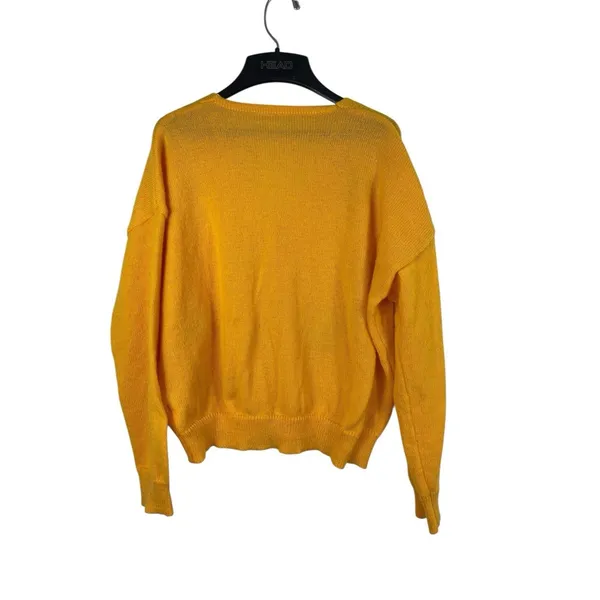 Sunshine Yellow Daisy Embroidered Button Front Cardigan Sweater M Short/Cropped - Image 2
