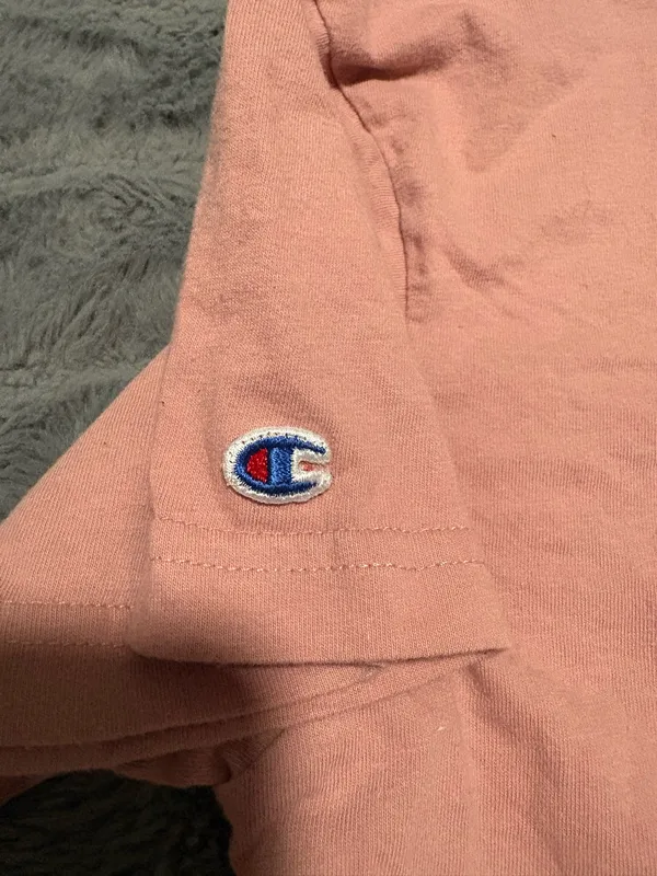 Champion Pink Crop Tee Logo Graphic Short Sleeve Size Medium - Image 5