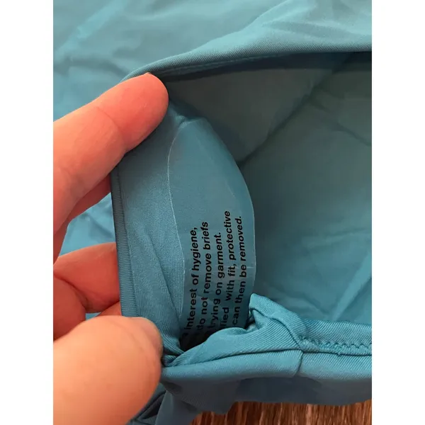 Quince Italian Demi Bikini Top in Light Blue Size and Teal High Rise Bottoms XS - Image 3