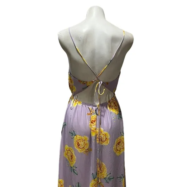 Lulus Lavender Floral Print Backless Maxi Dress Size M Sleeveless V-Neck - Image 9
