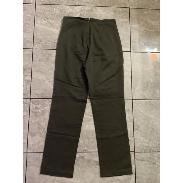 Reformation Olive Green High Waisted Straight Leg Pants Size 2P - Image 3