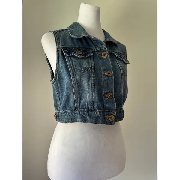 Vintage Y2K Highway Jeans Denim Cropped Vest - Image 5
