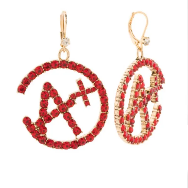 ♥️✨BETSEY JOHNSON A Plus Red Rhinestone Crystal Drop Earrings School Teacher - Image 2