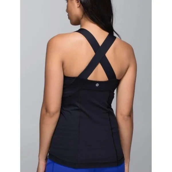 Lululemon Women's Black Push Your Limits Crisscross Strappy Back Tank Size 4 - Image 2