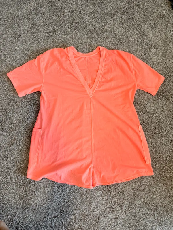 Fp Movement Hot Shot Tee Romper Onesie Oversized Size Small Neon Orange Nwot - Image 3