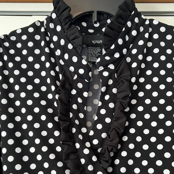 Chic Black‎ and White Polka Dot Midi Dress Hypnotik Size M - Image 2