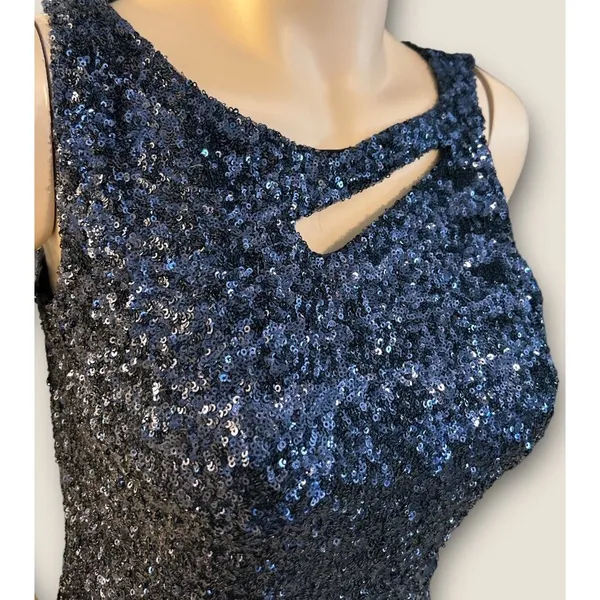 TCEC Blue Sequin Cutout Party  Dress M‎ - Image 6