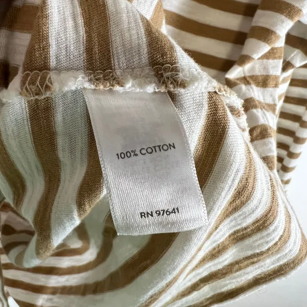 J. Jill Striped Cotton Long Sleeve Tee Brown White Boat‎ Neck Petite Medium - Image 6