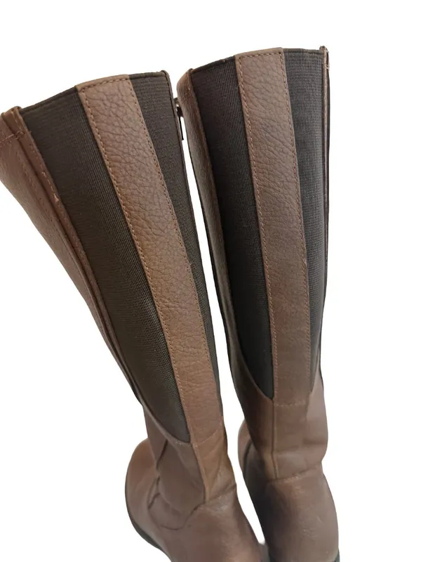 Santana Canada Tall Brown Leather Boots Sherpa Lining Rugged Outsole Size 8 - Image 11