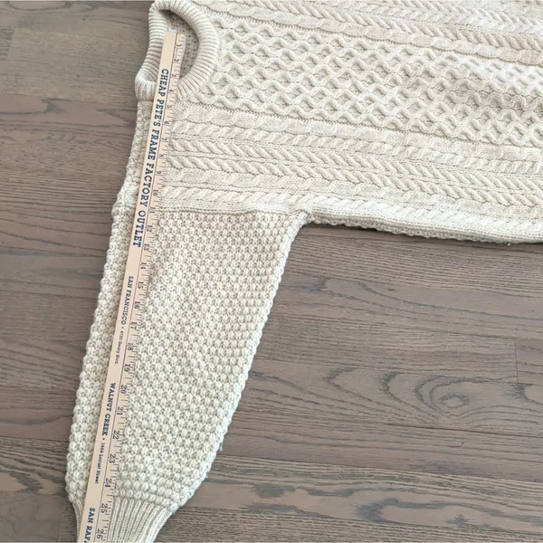 Highland Home Industries Ivory Pure Wool Fisherman Sweater Scotland Women S - Image 4