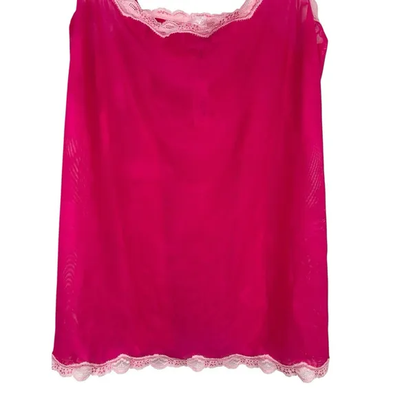 Y2K Pout By Victoria’s Secret Pink Sheer Mesh Lace Trim Cami Tank Top NWT L - Image 2