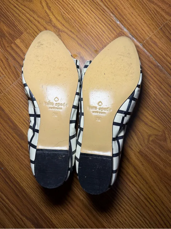 Kate Spade "Suki" Leather Plaid Bow Flats Preppy Minimalist Size 7 - Image 6