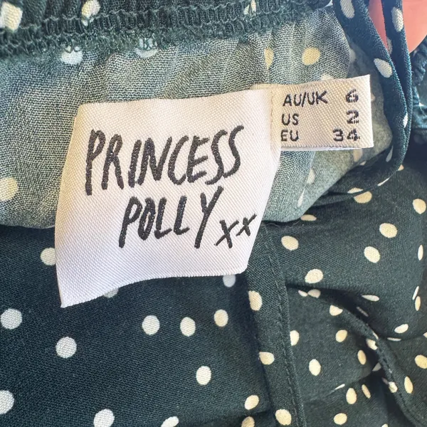 Princess Polly Teal Green Polka Dot Mini Dress Faux Wrap Ruffle Hem Size 2 US - Image 7