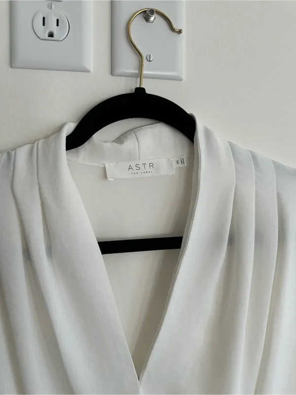 Astr White Draped Sheer Bodysuit - Image 3