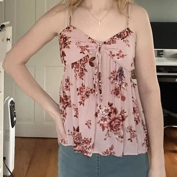 American Eagle Floral Pink Babydoll tank top - Image 3