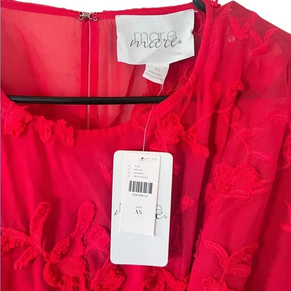 Anthropologie Mare Mare Amal Red Textured Mini Dress NEW - Image 3