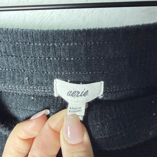 Aerie Ribbed Kick Flare Pants Black Hi-Rise Soft Stretchy Women's size M Regular - Image 5