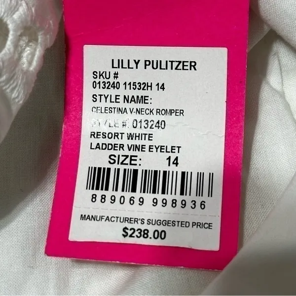 Lilly Pulitzer Women’s Size 14 White Celestina V-Neck Eyelet Mini Dress Romper - Image 8
