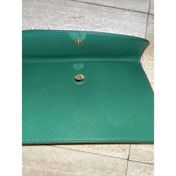 LOVEVOOK Green Synthetic Saffiano Leather Clutch Wristlet‎ No Handle 9.5x6.5" - Image 4