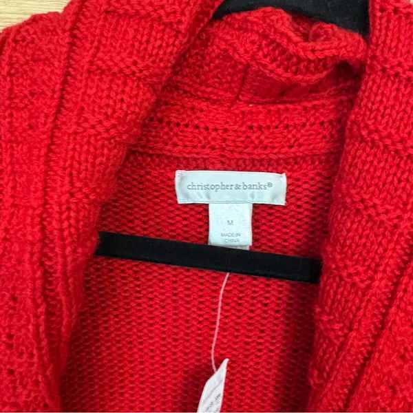 Christopher‎ & Banks Red Cardigan Size Medium - Image 5