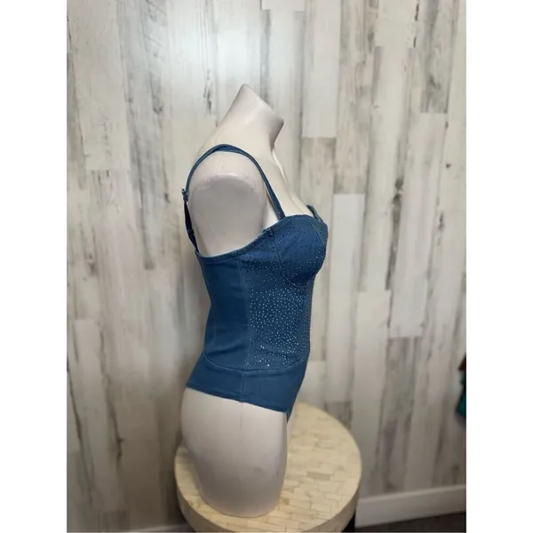 Haute Monde denim rhinestone bodysuit - Image 8