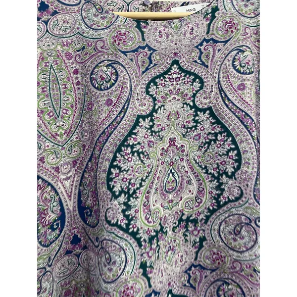 Mango Purple Blue Paisley Boho Lightweight Relaxed Blouse Top Size‎ 6 - Image 9